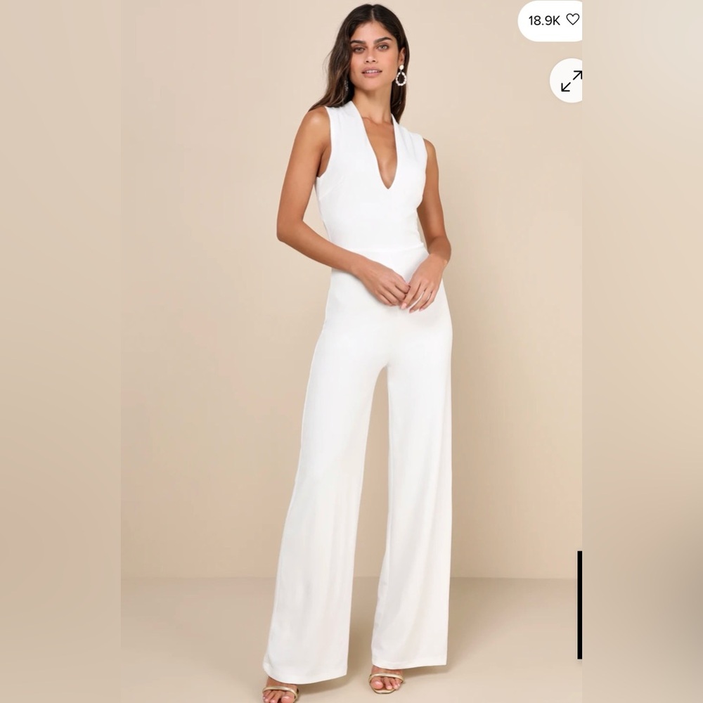 Lulu’s White Halter Jumpsuit